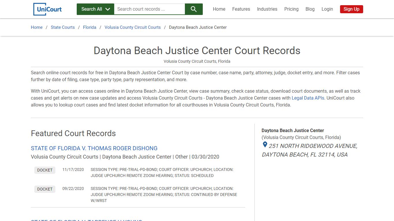 Daytona Beach Justice Center Court Records | Volusia | UniCourt