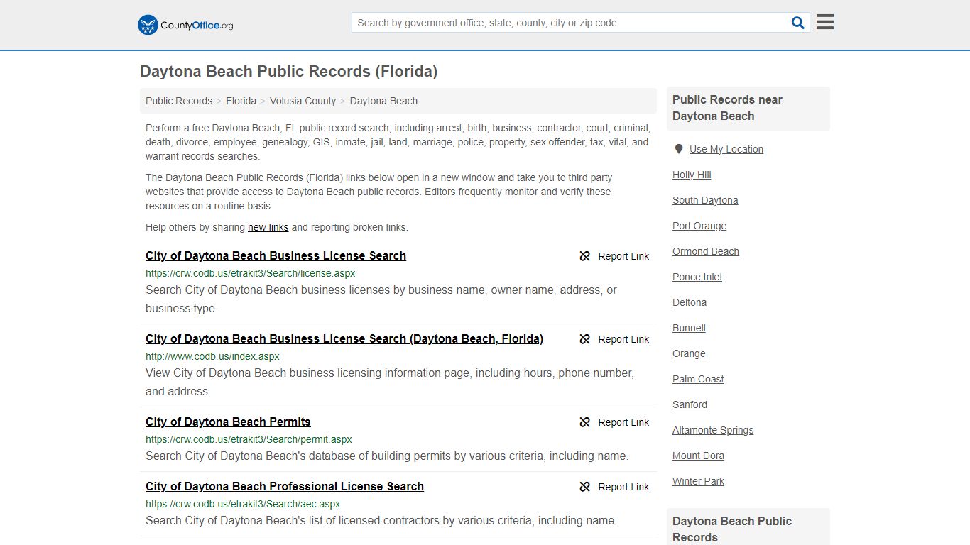 Public Records - Daytona Beach, FL (Business, Criminal, GIS, Property ...
